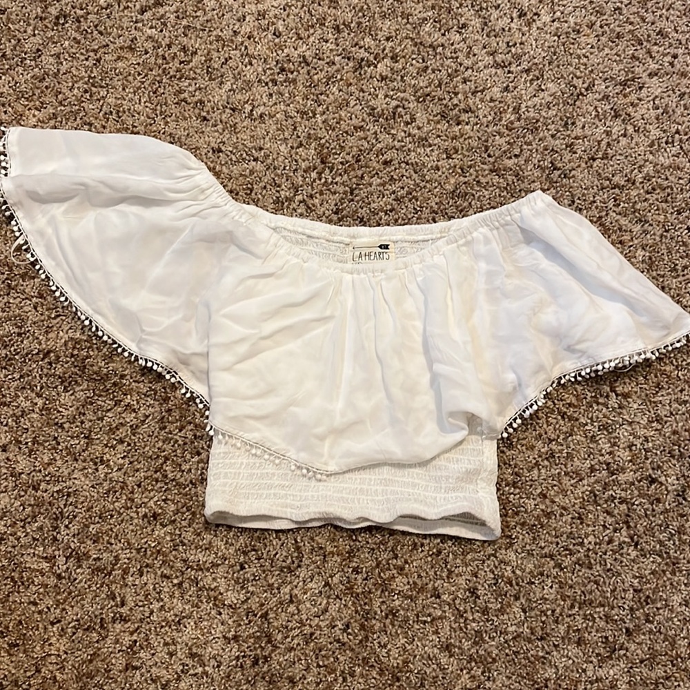 White off the shoulder crop top